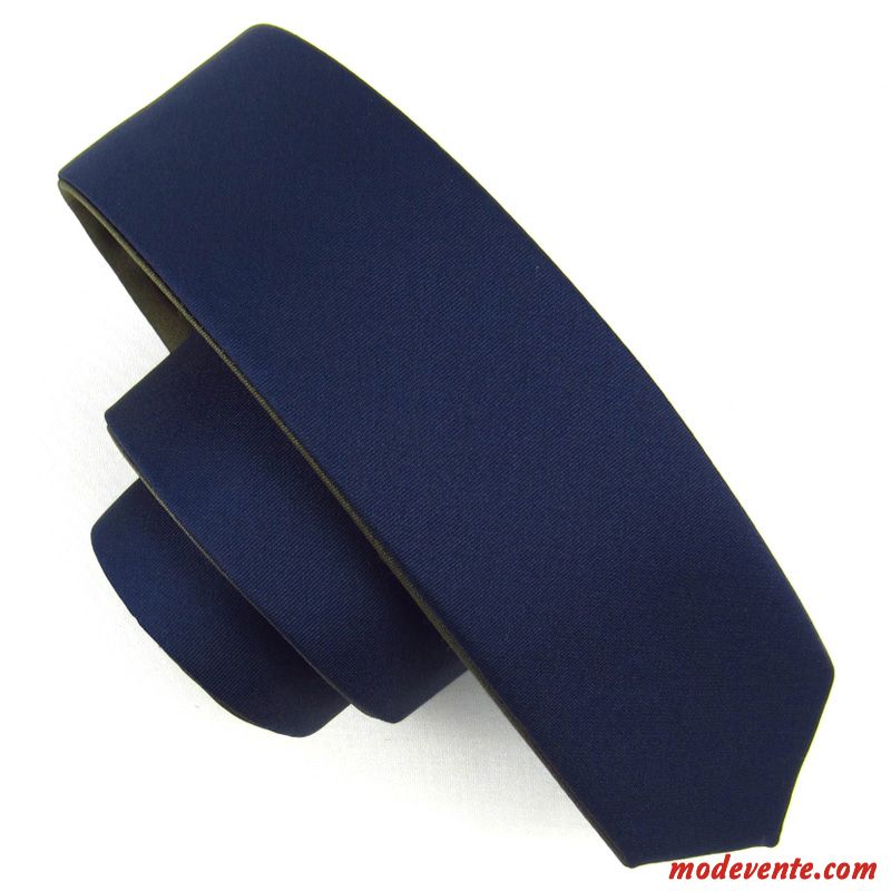 Cravate Homme Étudiant Étroit Loisir Rayé Petit 5cm Bleu Noir