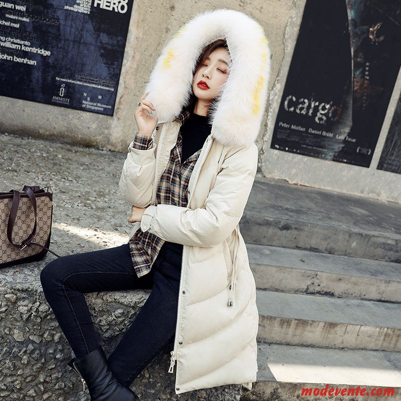 Doudoune Femme Confortable Mode Longue Hiver Tempérament Tendance Blanc