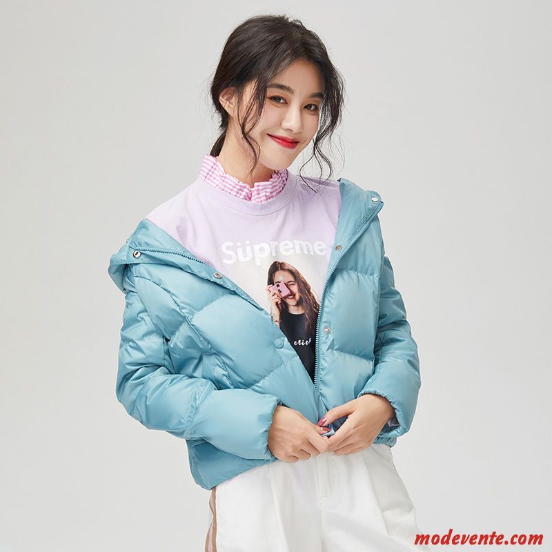 Doudoune Femme Doux Court Capuche Hiver Lumière Manteau Rouge Rose