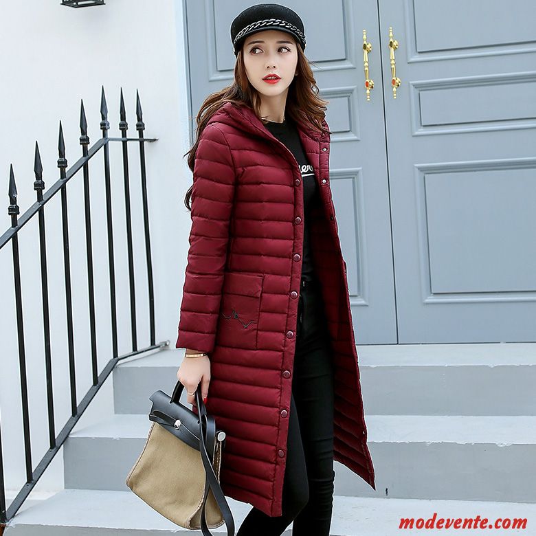 Doudoune Femme Hiver Clearance À Vendre Capuche Slim Lumière Manteau Rouge