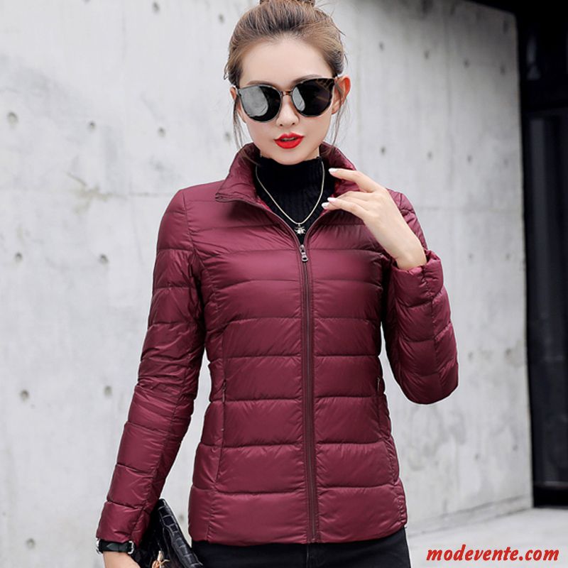 Doudoune Femme Lumière Hiver Manteau Légère Court L'automne Rouge