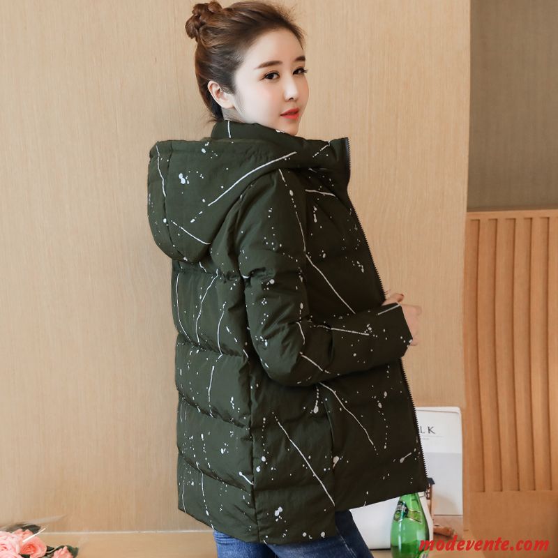 Doudoune Femme Lumière Vêtements D'hiver Manteau Capuche Grande Taille Mince Vert Foncé