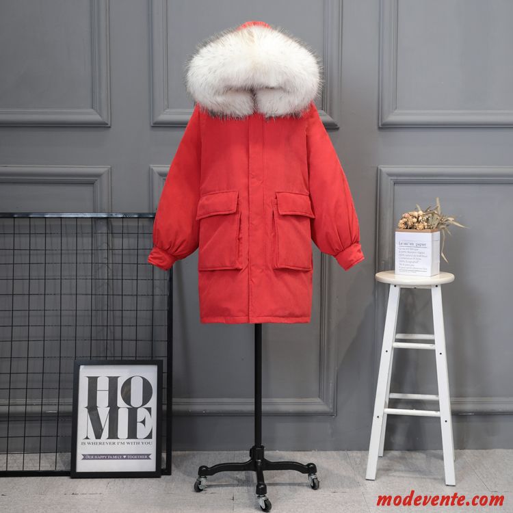 Doudoune Femme Mode Longue Tendance Épaissir Hiver Cuir Suède Jaune