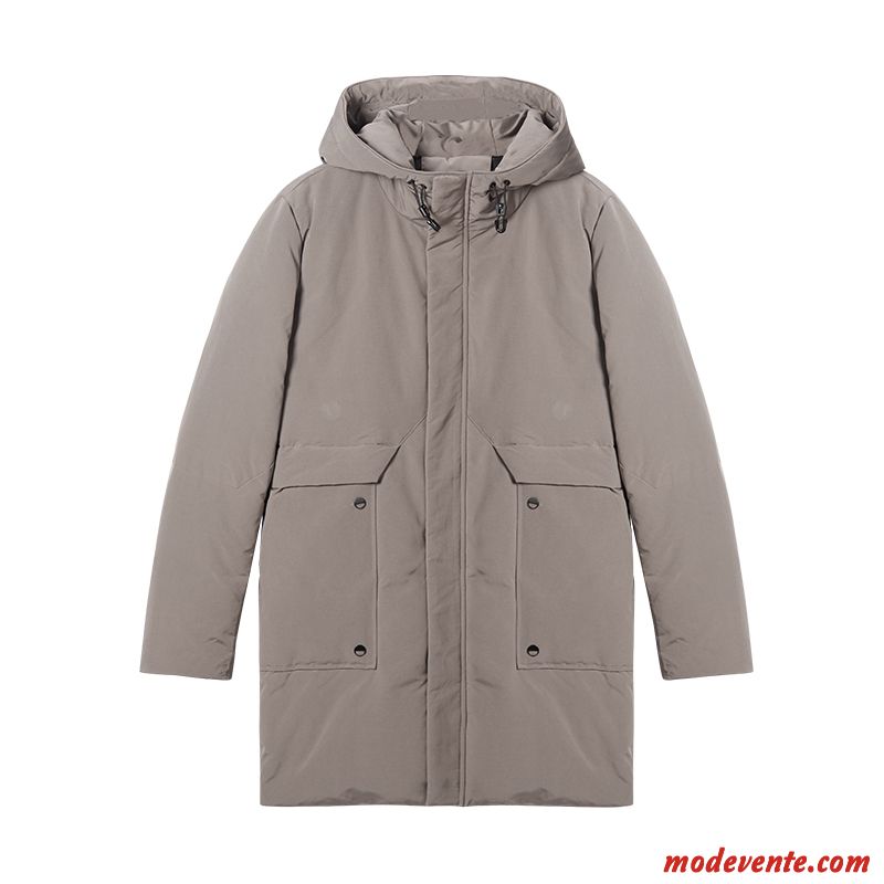 Doudoune Homme Anti-saison Matelassé Manteau Longue Ente Unten Capuche Blanc Noir