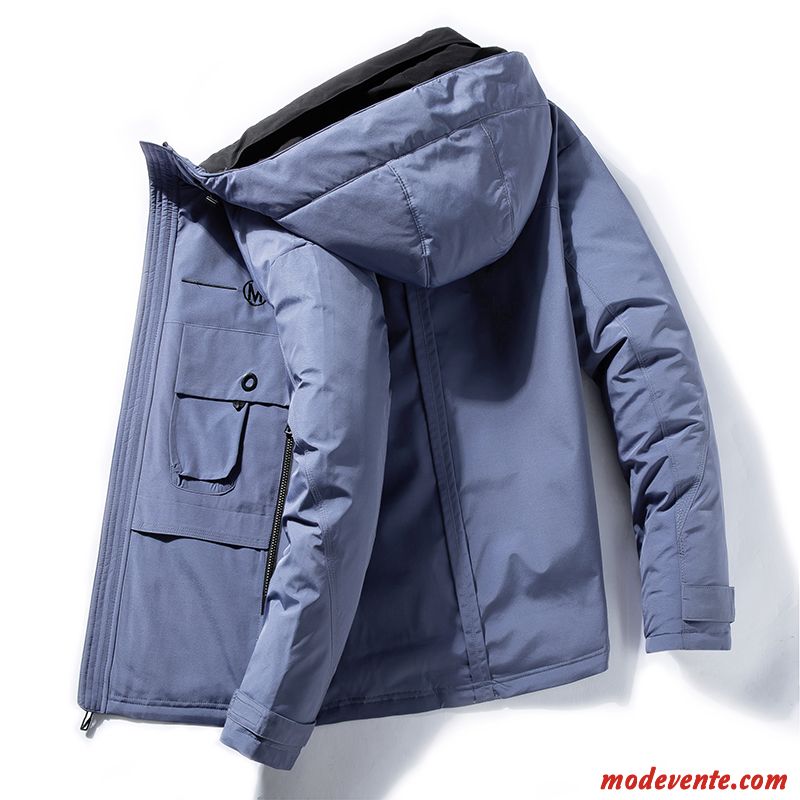 Doudoune Homme Clearance À Vendre Tendance Manteau Court Chauds Anti-saison Bleu