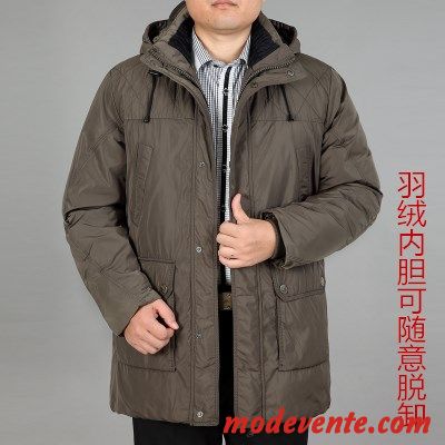 Doudoune Homme Manteau Kaki Longue Épaissir Détachable Grande Taille