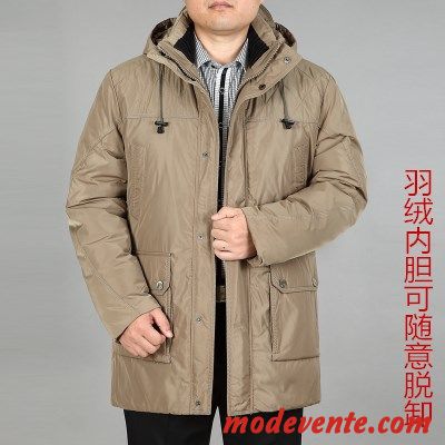 Doudoune Homme Manteau Kaki Longue Épaissir Détachable Grande Taille