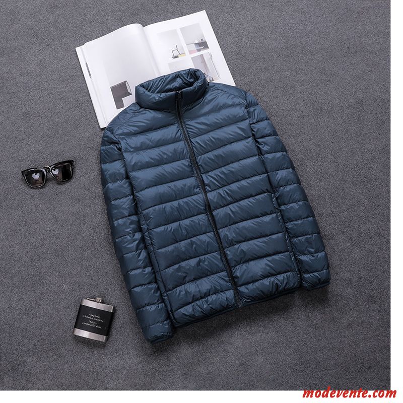 Doudoune Homme Tendance Clearance À Vendre Léger Capuche Court Anti-saison Bleu