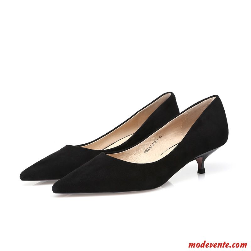 Escarpins Femme Pointe Pointue Délavé En Daim Talon Moyen Talons Hauts Printemps Derbies Noir Rouge