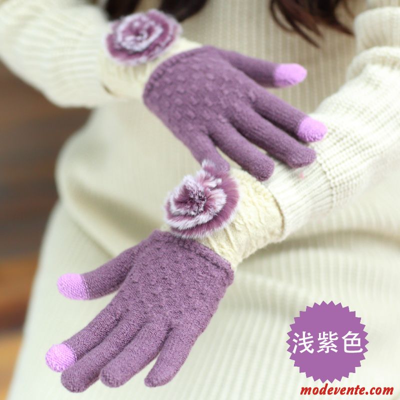 Gant Femme Garder Au Chaud Charmant L'automne De Laine Tricot Hiver Violet