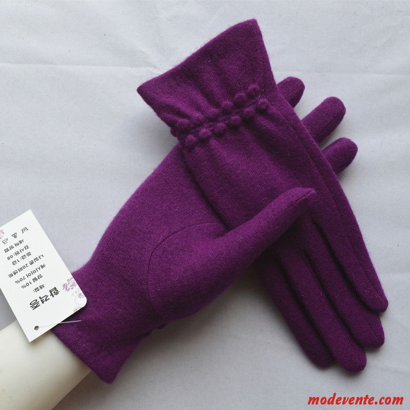 Gant Femme Garder Au Chaud L'automne Cyclisme Hiver Cachemire La Laine Violet