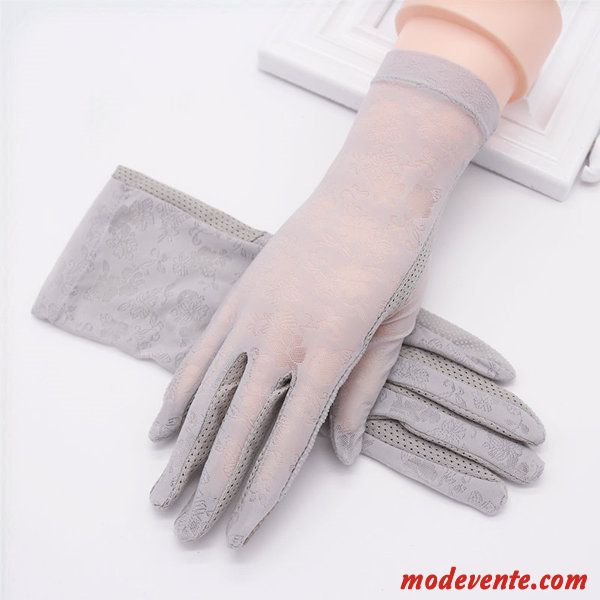 Gant Femme Section Mince Court Paragraphe Élasticité Été Écran Tactile Cyclisme Violet Gris