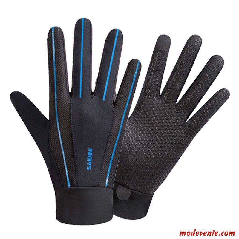 Gants Homme Antidérapant Crème Solaire Respirant De Plein Air Femme Escalade Bleu