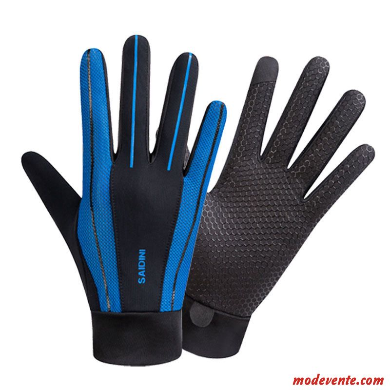 Gants Homme Antidérapant Crème Solaire Respirant De Plein Air Femme Escalade Bleu