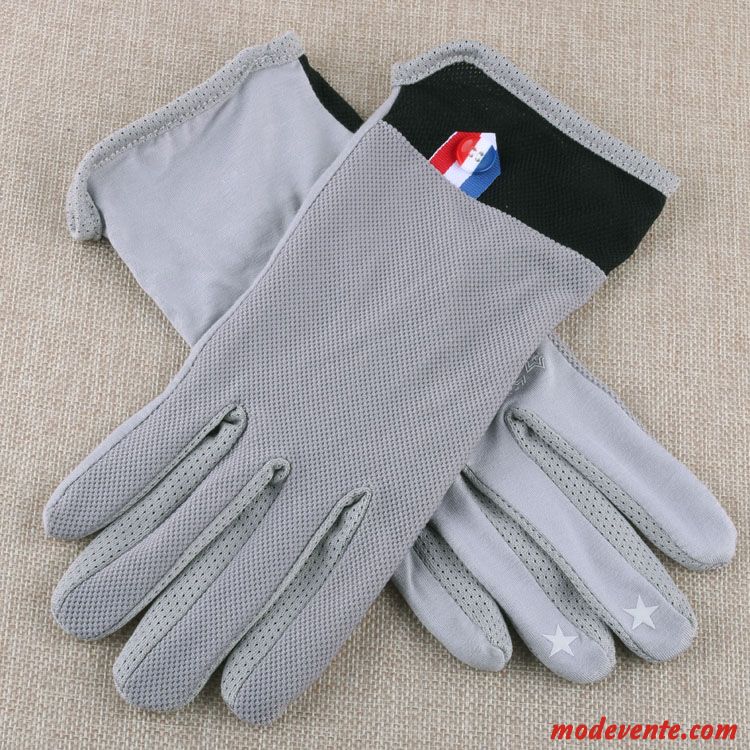 Gants Homme Cyclisme Été Très Mince Antidérapant Conduire Téléphone Portable Gris