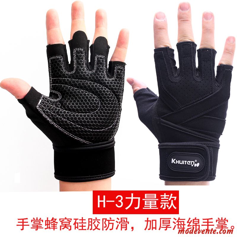 Gants Homme Entraînement Femme Aptitude Haltères Respirant Poignet Noir