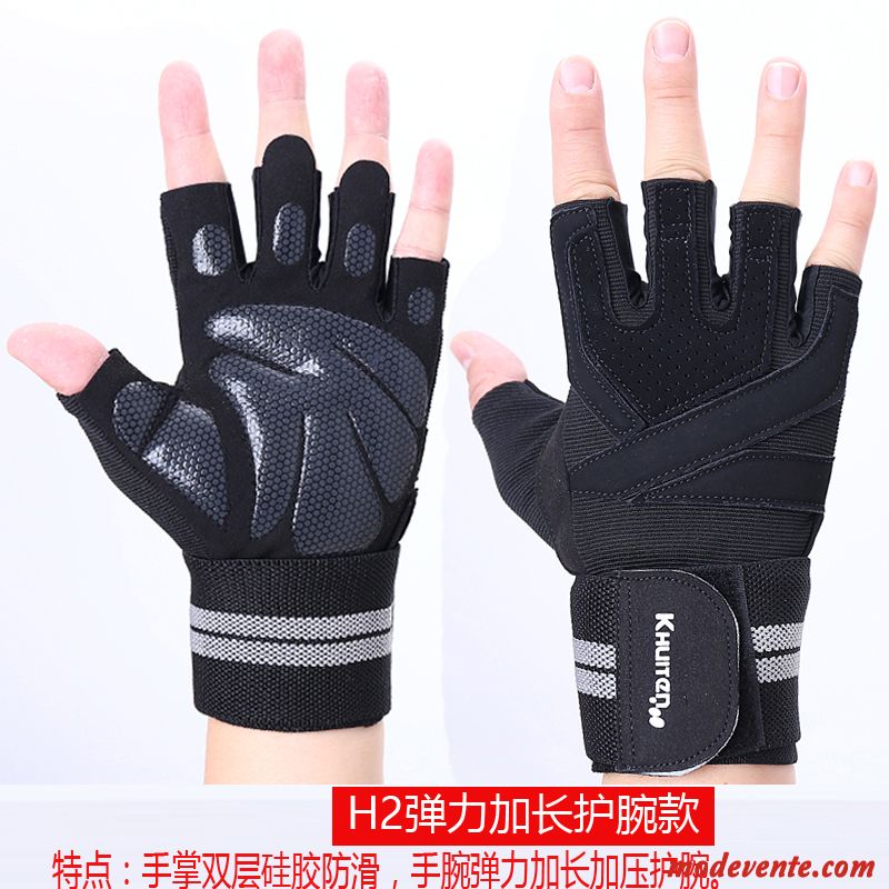 Gants Homme Entraînement Femme Aptitude Haltères Respirant Poignet Noir