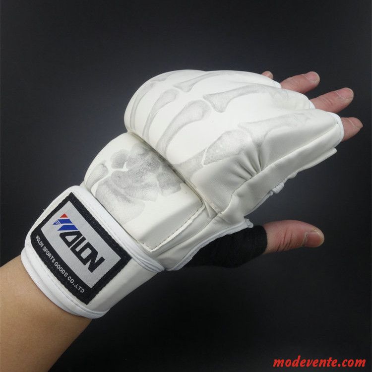 Gants Homme Femme Adulte Combat Boxe Demi-doigt Noir