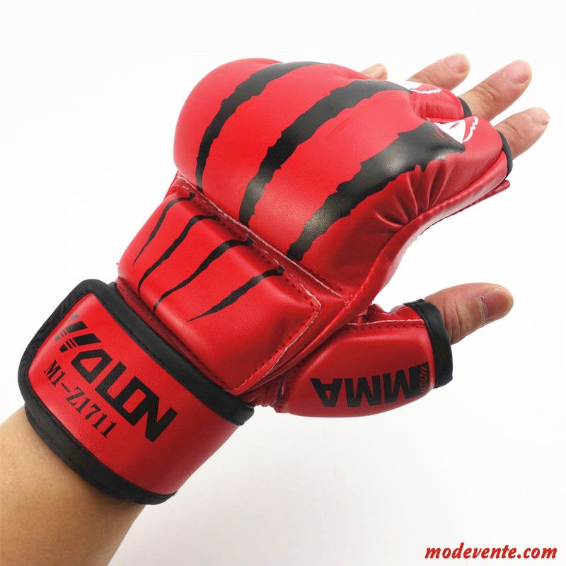 Gants Homme Femme Adulte Combat Boxe Demi-doigt Noir