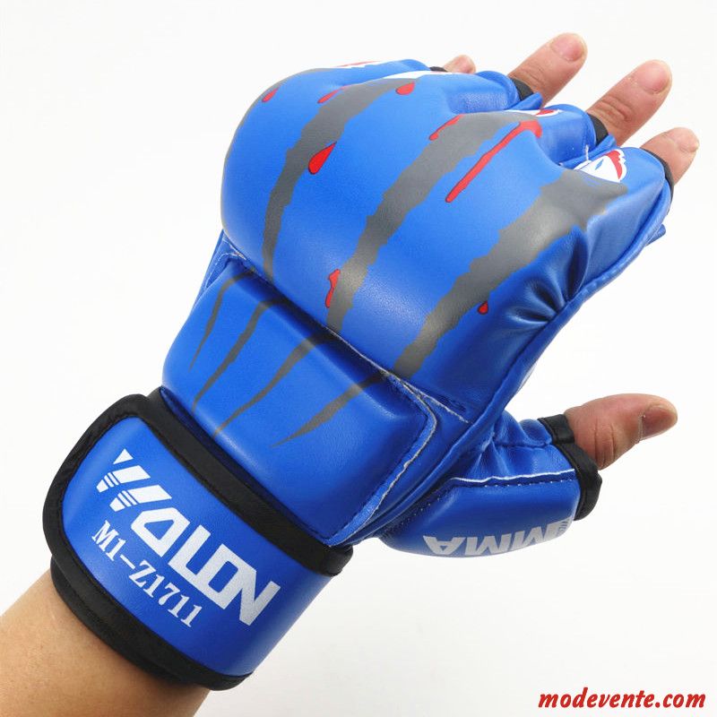 Gants Homme Femme Adulte Combat Boxe Demi-doigt Noir