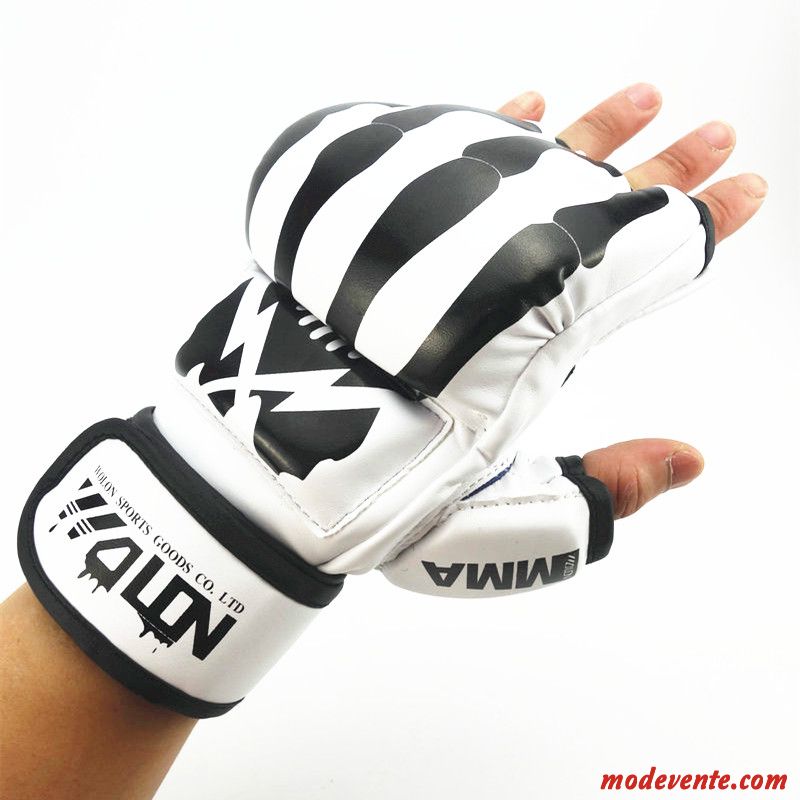 Gants Homme Femme Adulte Combat Boxe Demi-doigt Noir