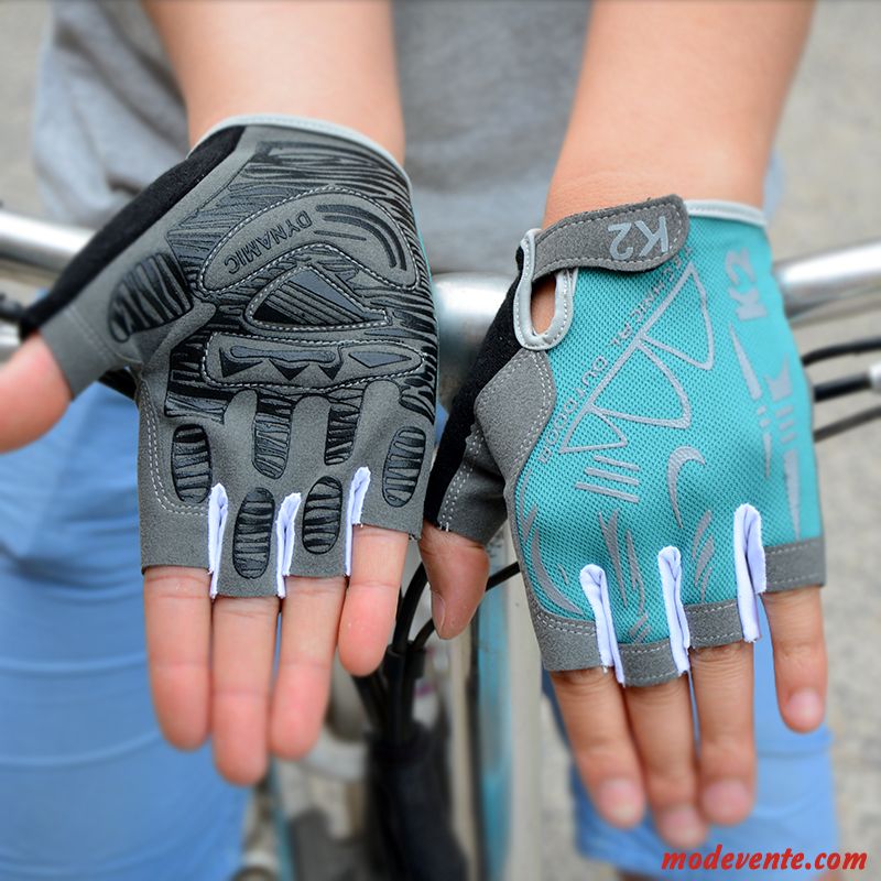 Gants Homme Femme Exercice Été Vélo Antidérapant Aptitude Bleu