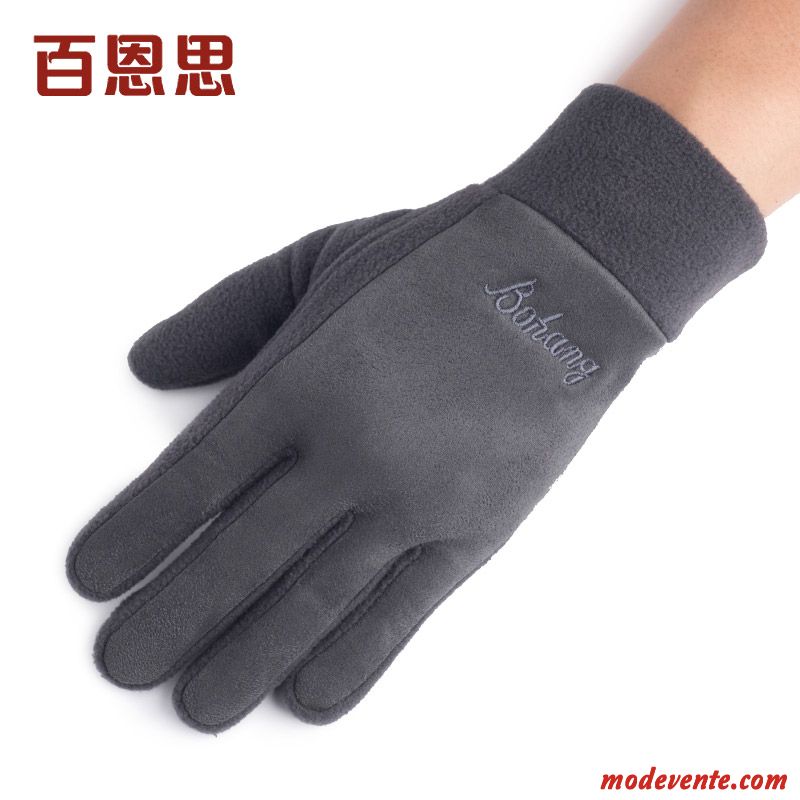 Gants Homme Garder Au Chaud Hiver Cinq Doigts Balade Velours Femme Gris