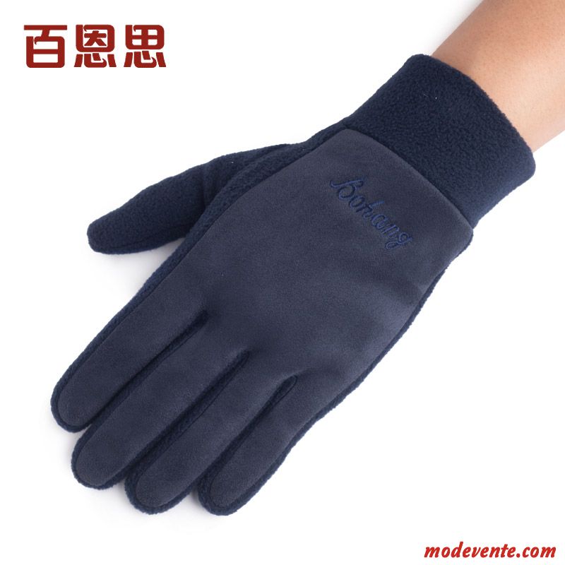 Gants Homme Garder Au Chaud Hiver Cinq Doigts Balade Velours Femme Gris