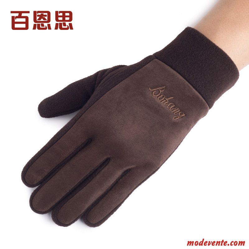 Gants Homme Garder Au Chaud Hiver Cinq Doigts Balade Velours Femme Gris