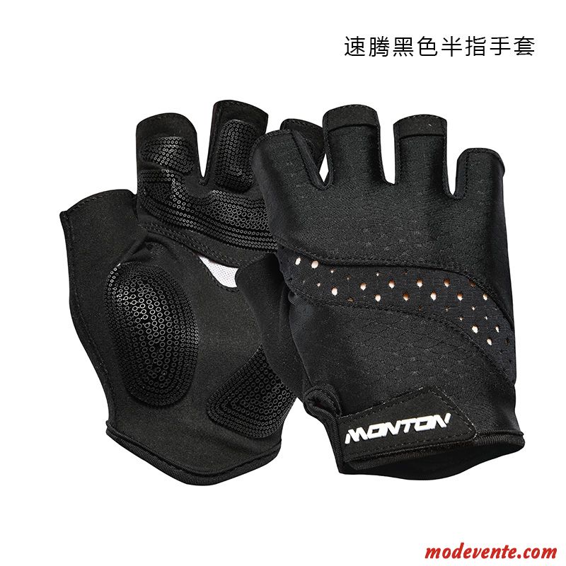 Gants Homme Général Été Vélo Demi-doigt Femme Balade Noir