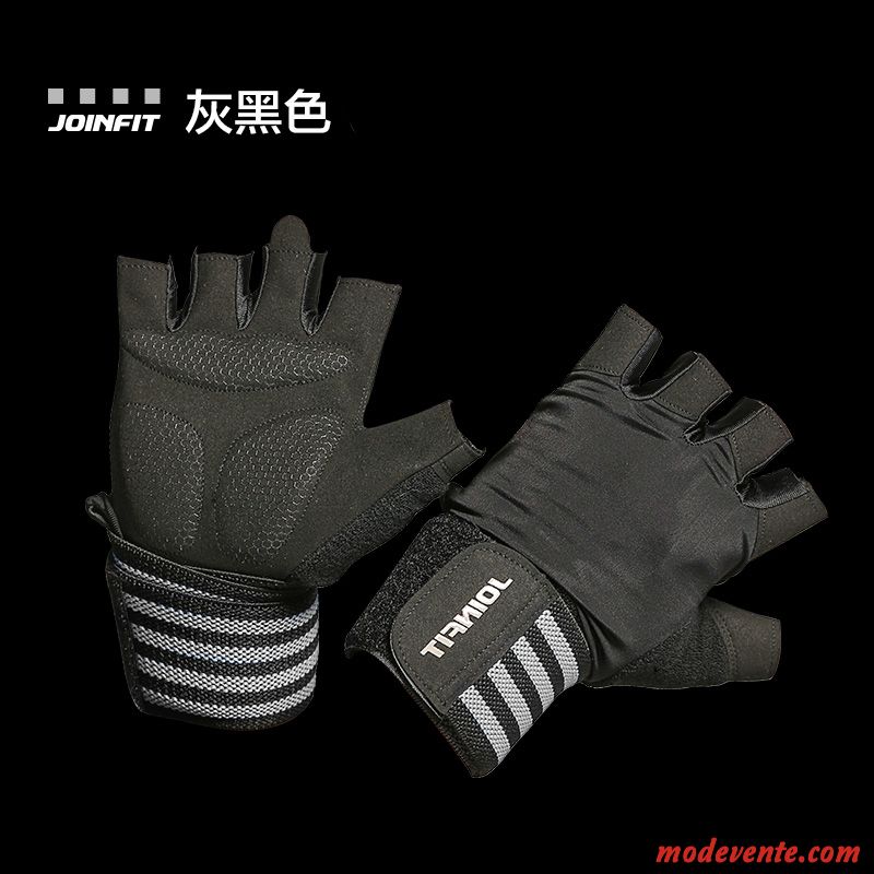 Gants Homme Haltères Demi-doigt Aptitude Entraînement Sport Antidérapant Bleu Noir