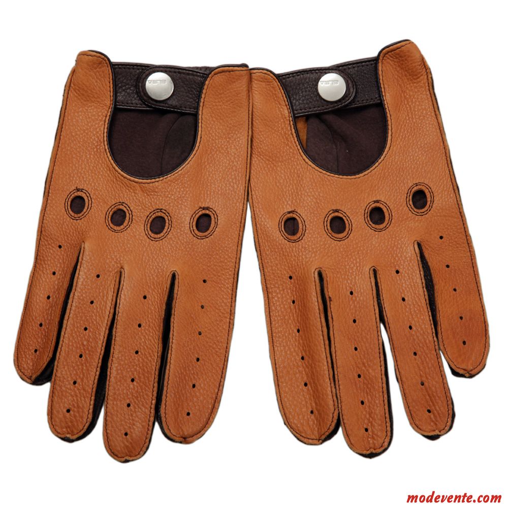 Gants Homme Section Mince Printemps Été Conduire Cuir Véritable Le Nouveau Noir