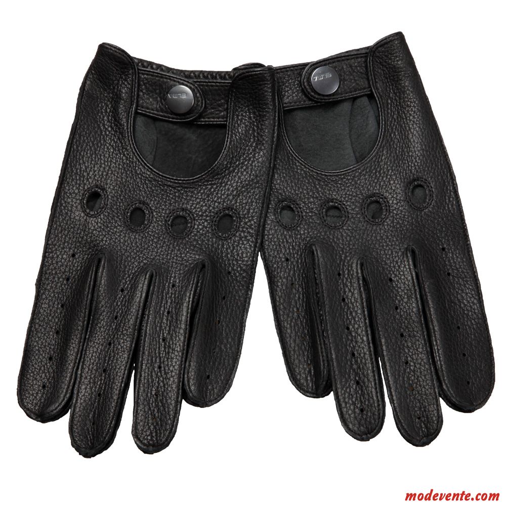 Gants Homme Section Mince Printemps Été Conduire Cuir Véritable Le Nouveau Noir