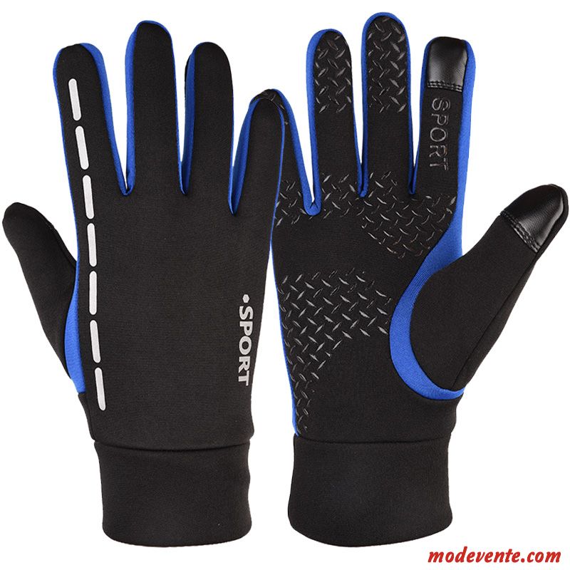 Gants Homme Sport Étanche Au Vent Plus De Cachemire Conduire Courir Authentique Bleu