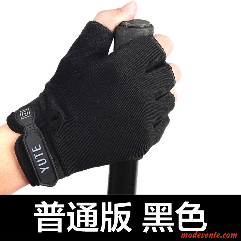 Gants Homme Été Aptitude Demi-doigt Enfant Sport Respirant Noir