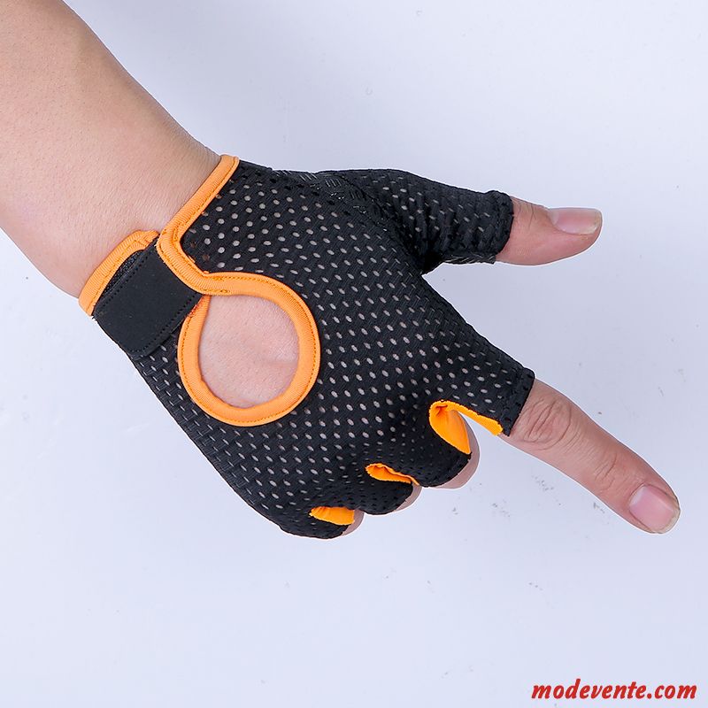 Gants Homme Été Femme Antidérapant Sport Poignet Aptitude Noir Orange