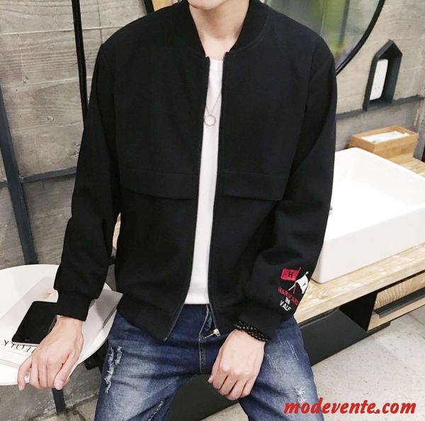 Japon Imprimer Lettre Stand Collar Zipper Hommes Veste