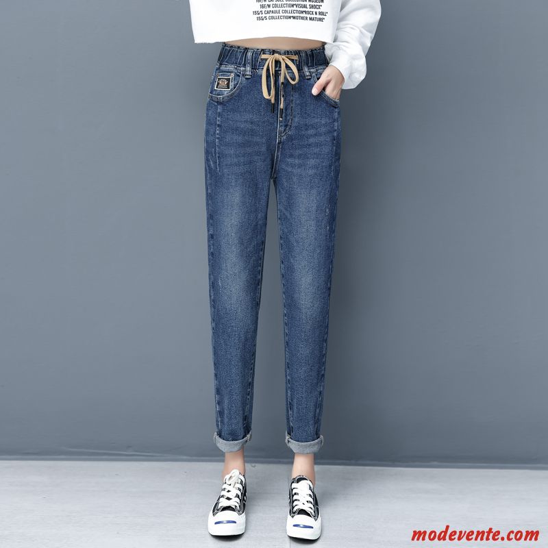 Jeans Femme Baggy Jambe Droite Printemps Pantalon Grande Taille L'automne Bleu Marin