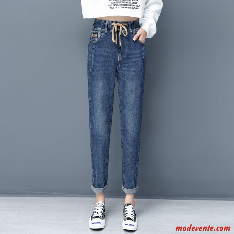 Jeans Femme Baggy Jambe Droite Printemps Pantalon Grande Taille L'automne Bleu Marin