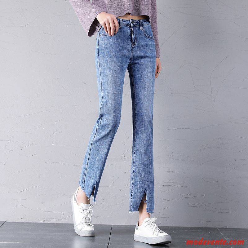 Jeans Femme Collants Pantalon Mince Baggy L'automne Haute Cintrée Bleu Marin