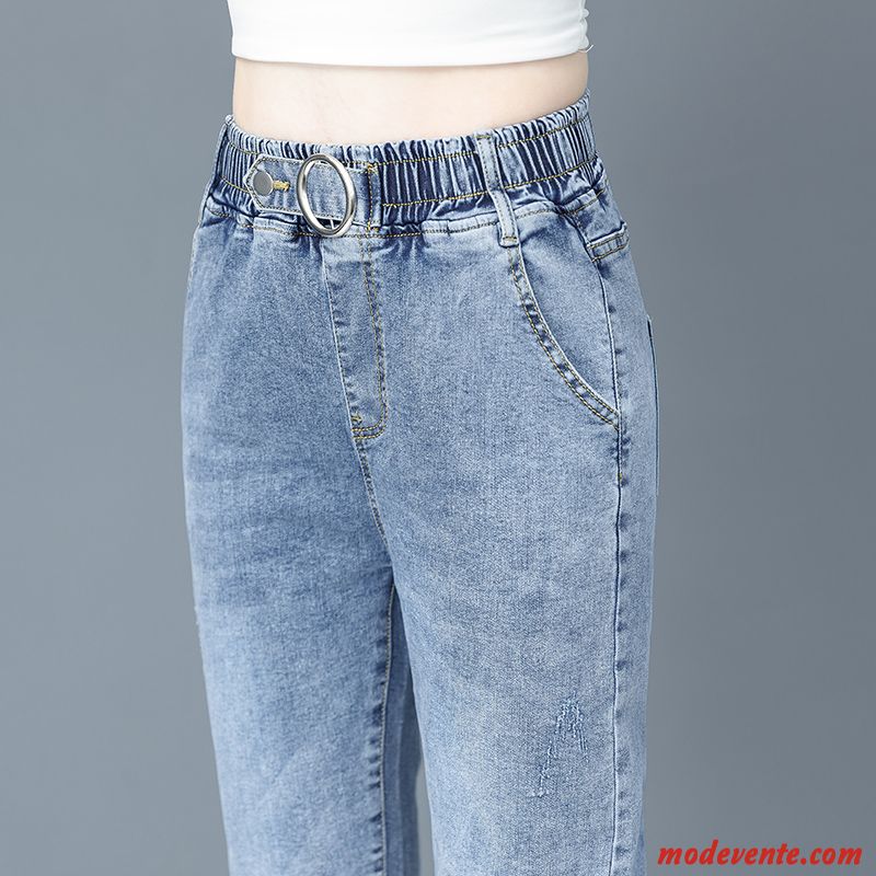 Jeans Femme Harlan Élastique Décontractée Slim Printemps Haute Cintrée Bleu