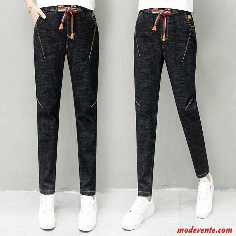 Jeans Femme Tendance Baggy Haute Cintrée Étudiant L'automne Pantalon Bleu Marin