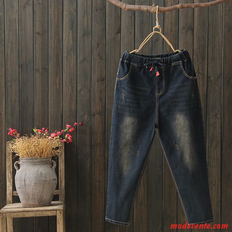 Jeans Femme Vintage Art Mince Harlan Pantalon Delavé Noir