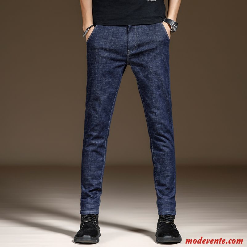 Jeans Homme Baggy Slim Été Marque De Tendance Jambe Droite Pantalon Bleu