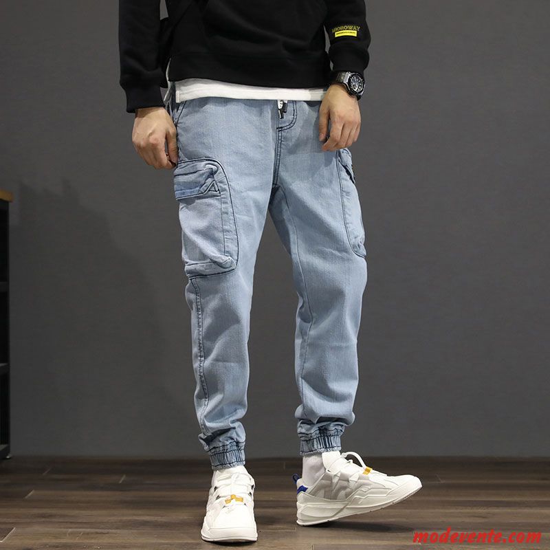 Jeans Homme Denim Baggy L'automne Marque De Tendance Décontractée Cargo Bleu