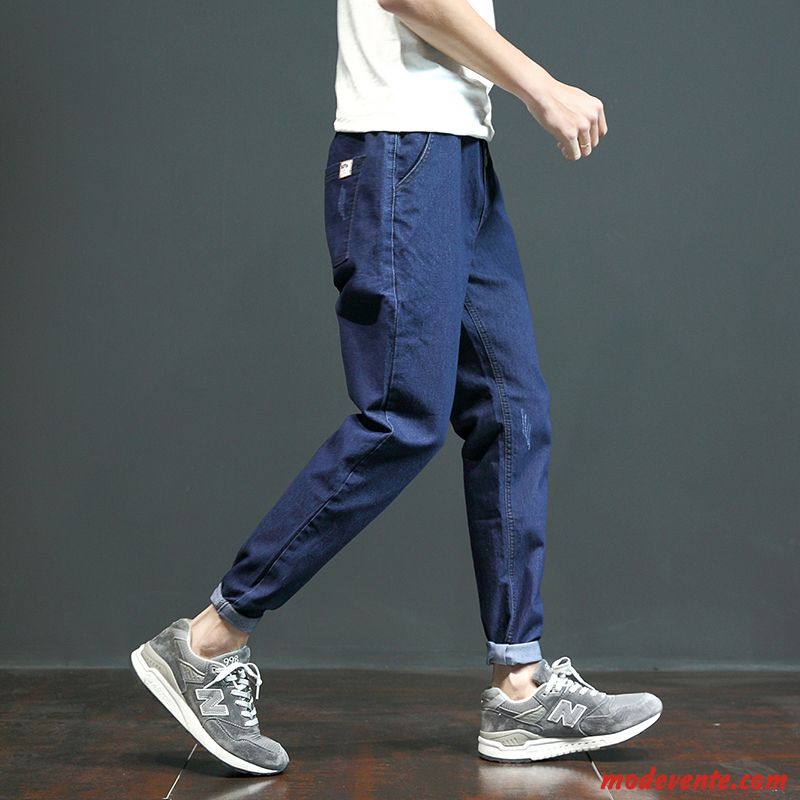 Jeans Homme Denim Maigre Marque De Tendance Collants Printemps Slim Bleu Marin