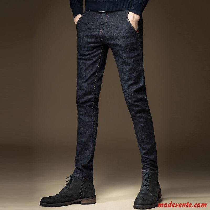 Jeans Homme Extensible Décontractée Maigre L'automne Pantalon Slim Noir