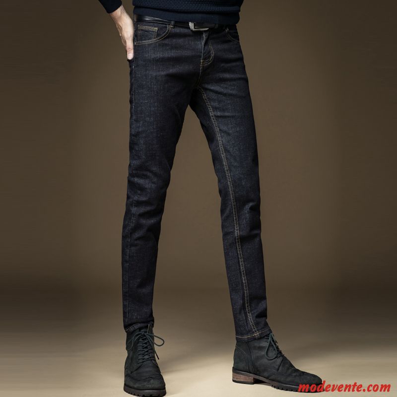 Jeans Homme Extensible Décontractée Maigre L'automne Pantalon Slim Noir