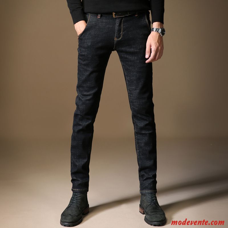 Jeans Homme Extensible Décontractée Maigre L'automne Pantalon Slim Noir