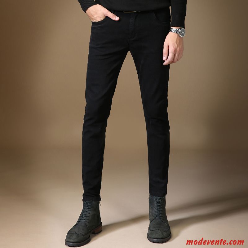 Jeans Homme Extensible Décontractée Maigre L'automne Pantalon Slim Noir